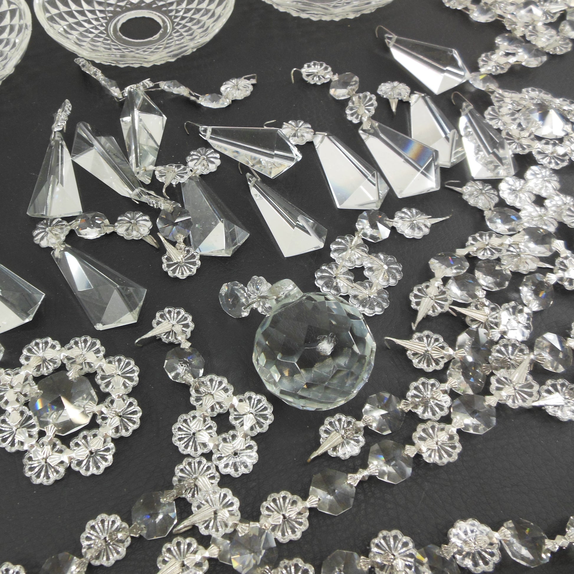 A. Schonbek Chandelier Crystal Glass Parts Pendants Prisms Drops Used