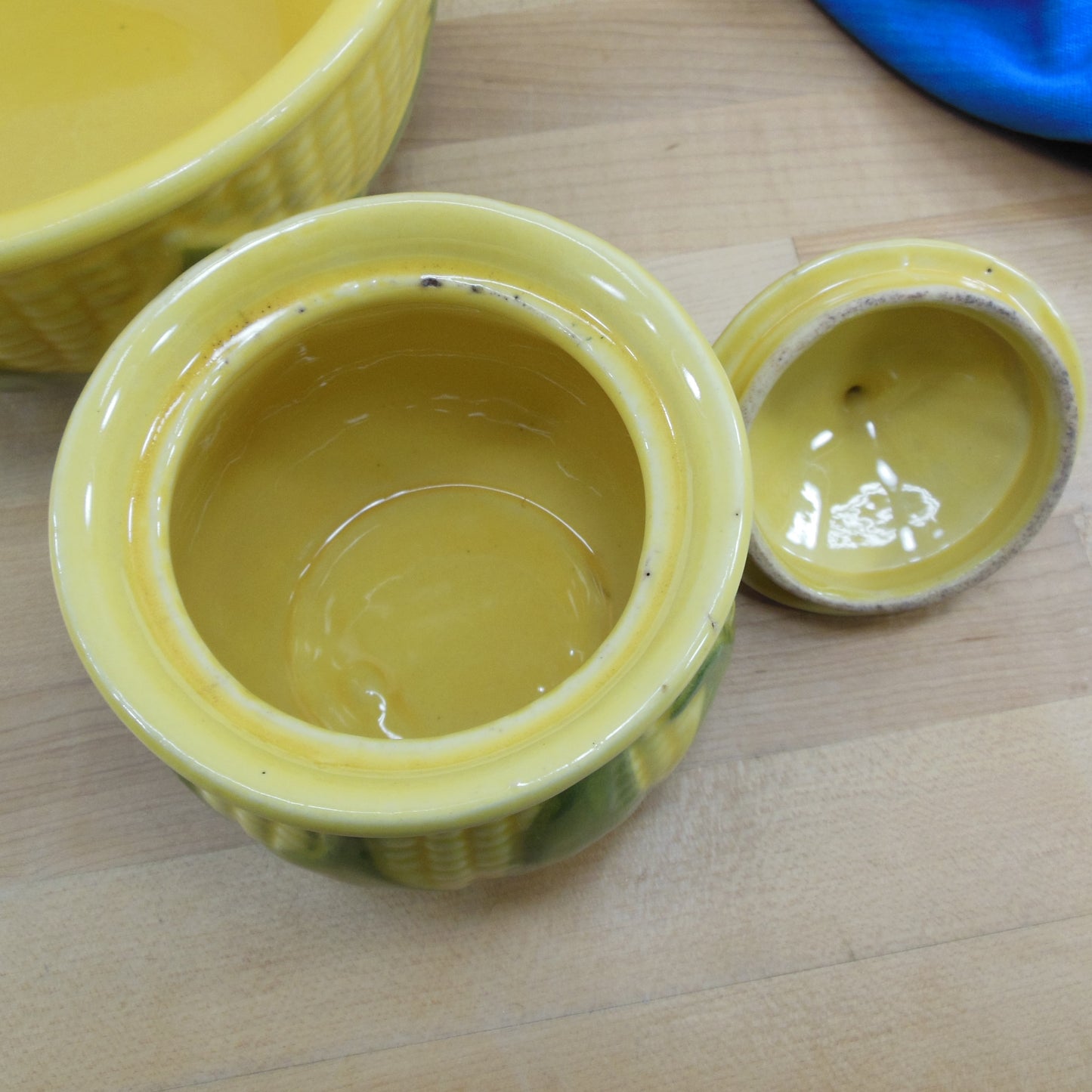 Shawnee Pottery Corn Pattern Mixing Bowl 8" and Sugar Bowl Used