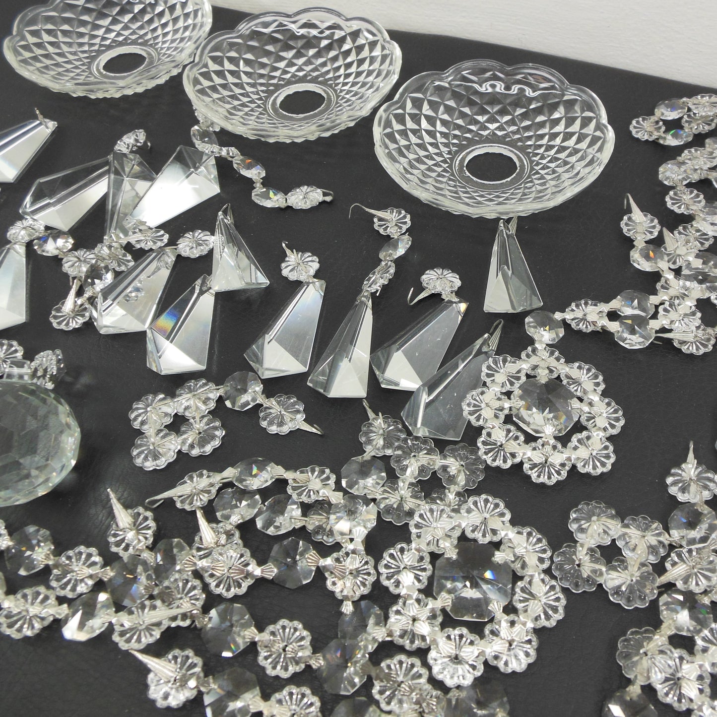 A. Schonbek Chandelier Crystal Glass Parts Pendants Prisms Drops Vintage