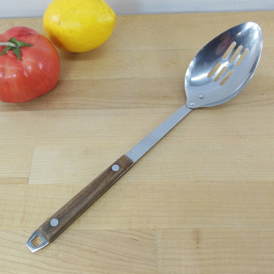 Unbranded Japan Stainless Slotted Spoon Utensil Wood Handle Vintage Used