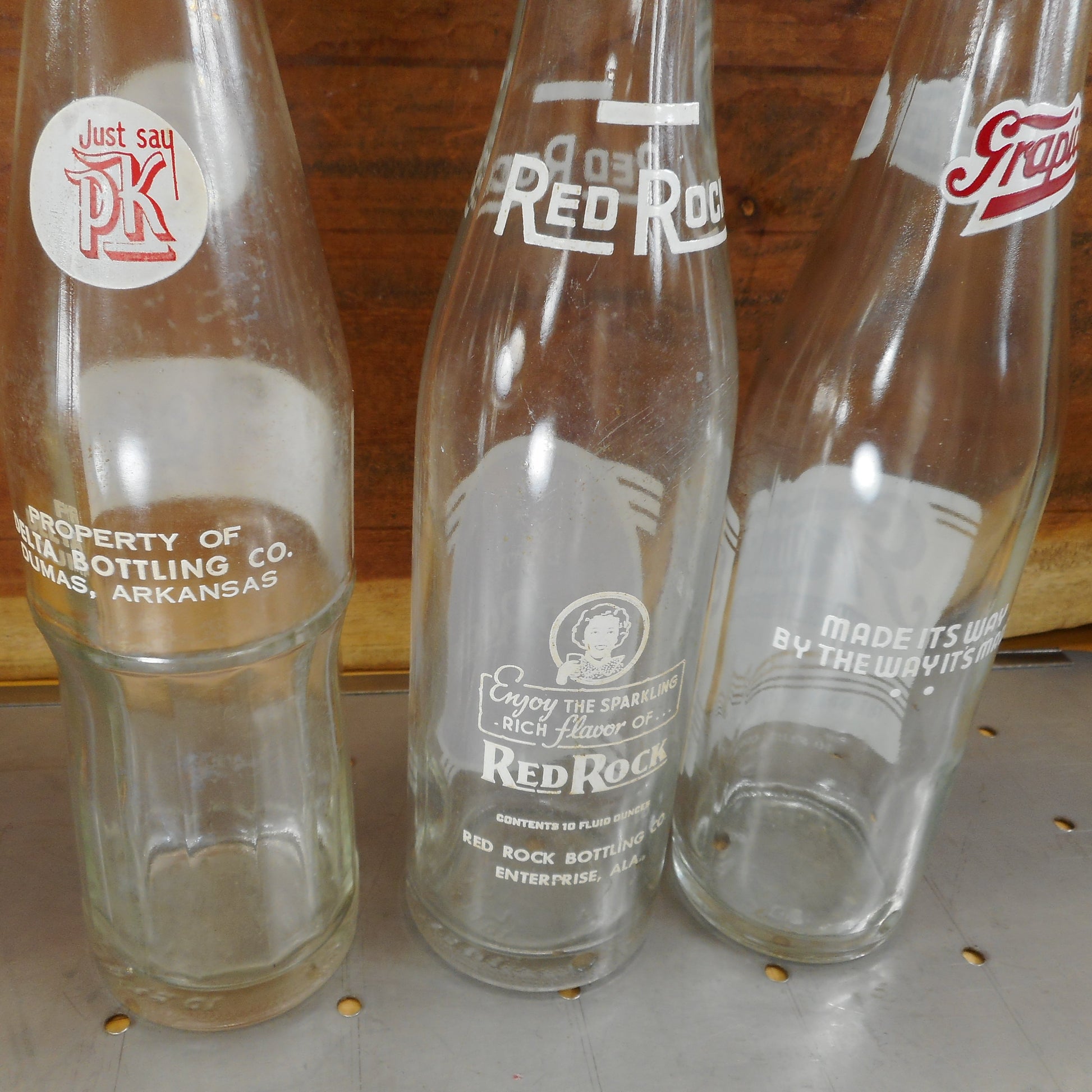 Soda Pop Bottles - Pop Kola, Red Rock, Grapico 10 oz. Used