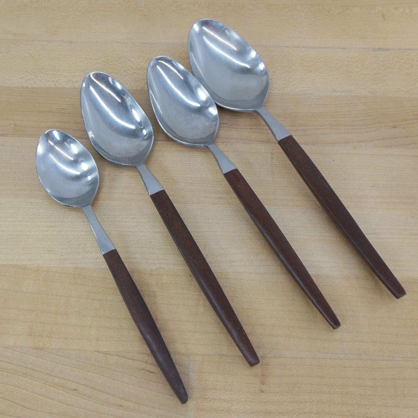 Ekco Eterna Stainless Canoe Muffin Brown - 4 Spoons Serving Sugar Place Vintage MCM