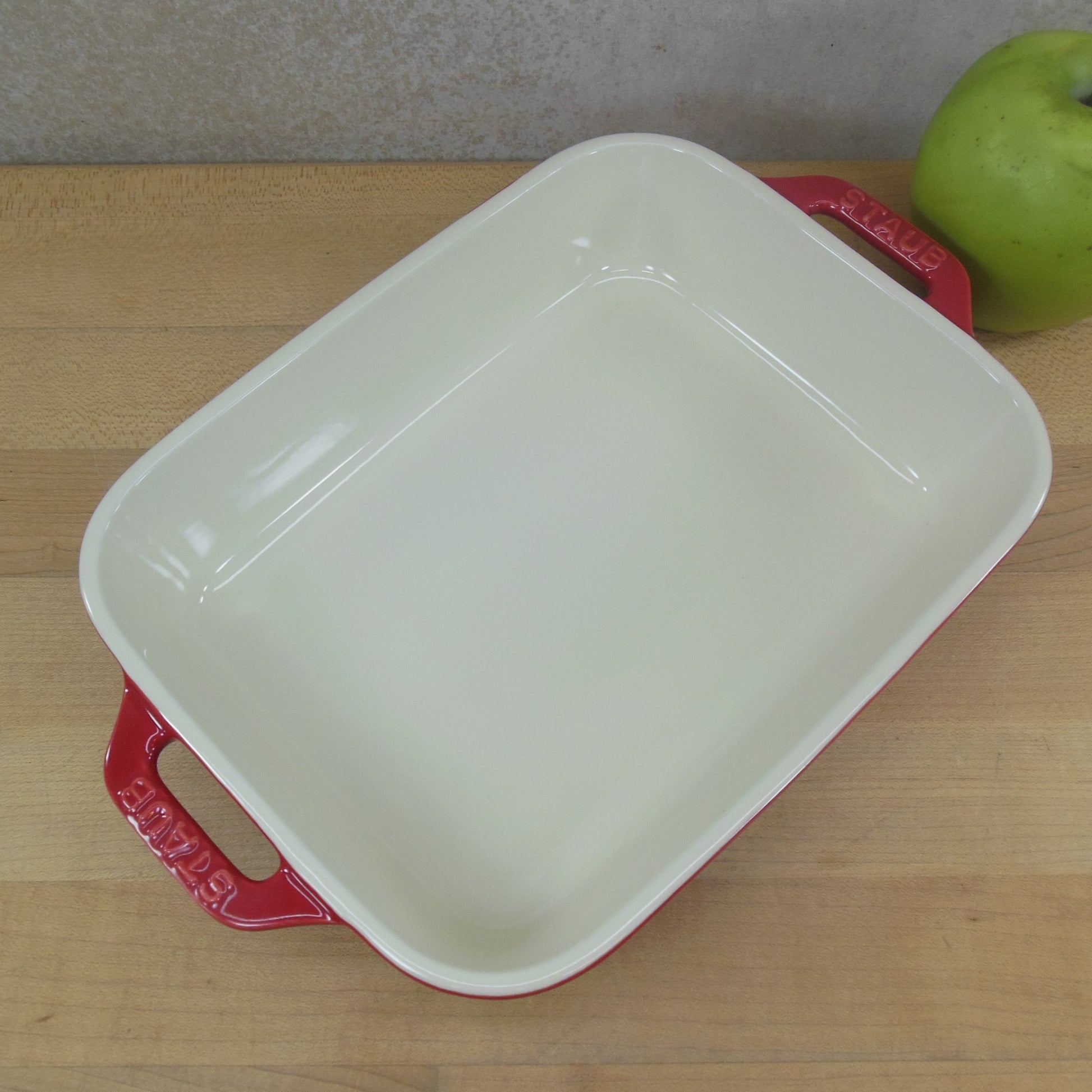 Staub Red Ceramic Rectangular Baking Dish 6.5" x 8.5" Unused Estate Item