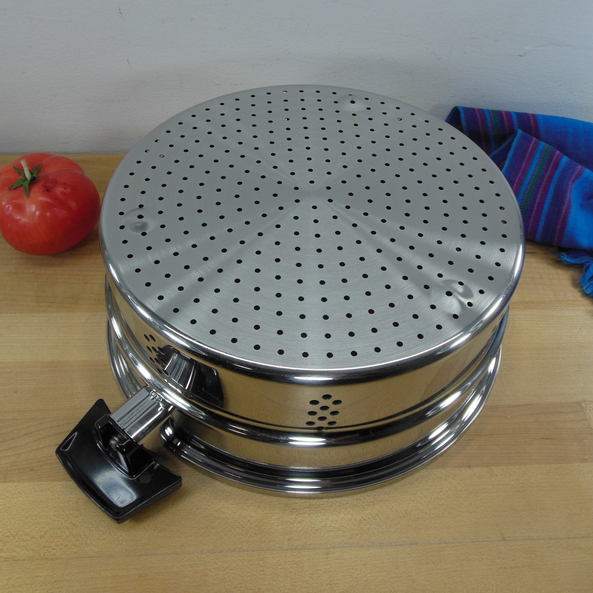 Kitchen Craft Stainless Perforated Steamer Insert 10" 11" Double Handles Vintage