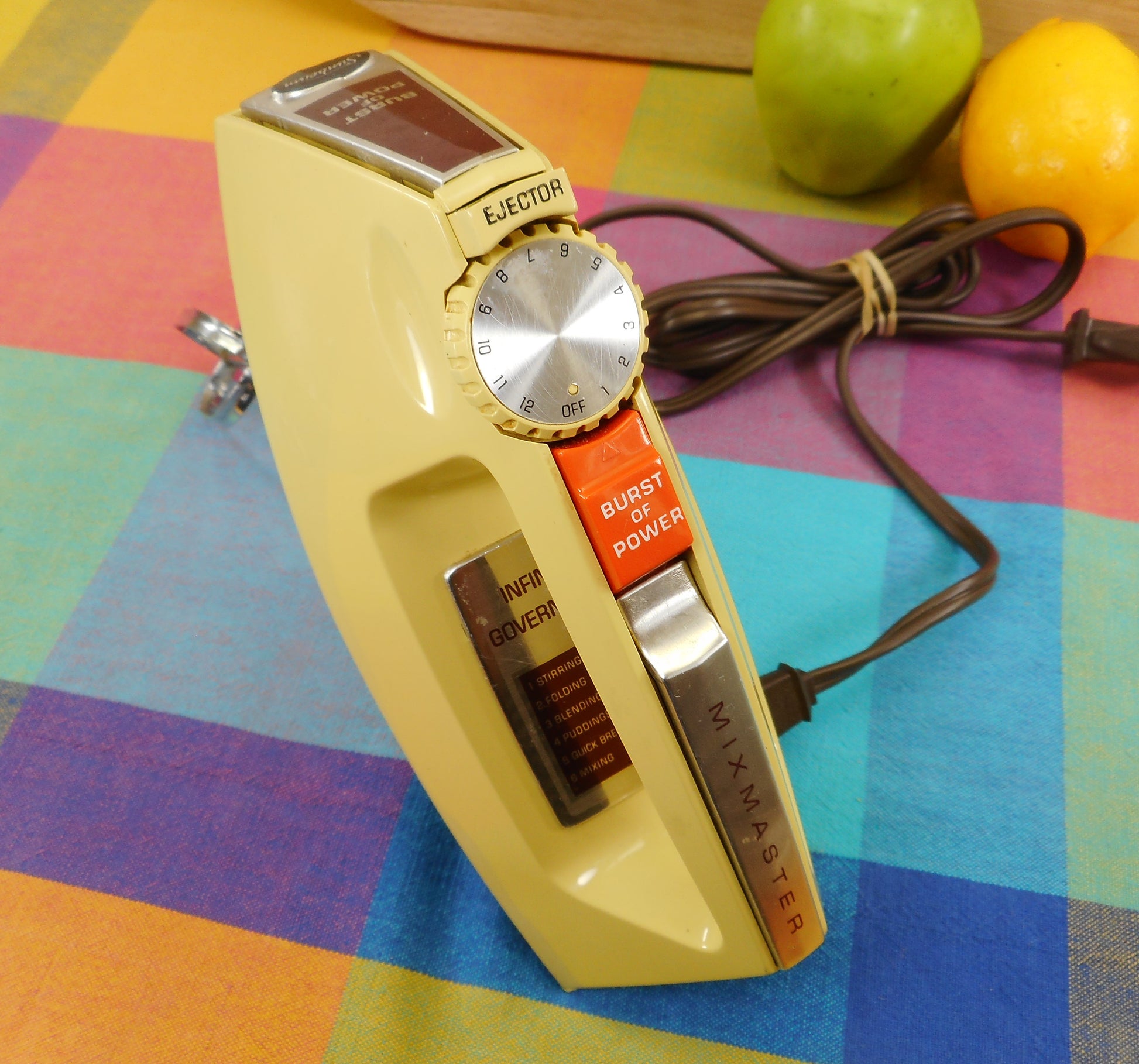 Sunbeam Mixmaster Hand Electric Mixer Harvest Gold Brown Tan 12 Speed Burst Of Power Vintage