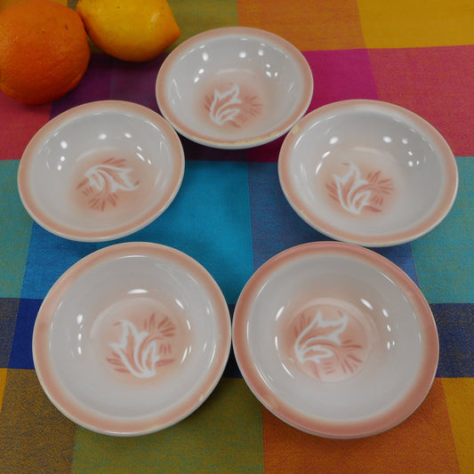 Syracuse China Restaurant Ware - 5 Set Pink Airbrush Flower Berry Side Bowls 5"