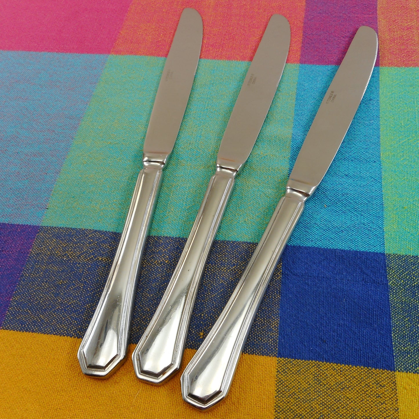 Towle 18-10 Stainless Flatware China TWS386 - 3 Dinner Knives 9-3/4"