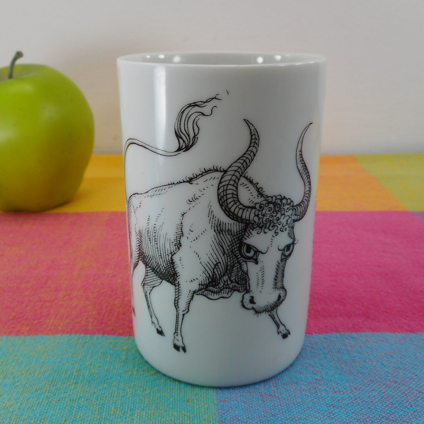 Western Germany Vintage Porcelain Zodiac Taurus Cup Tumbler