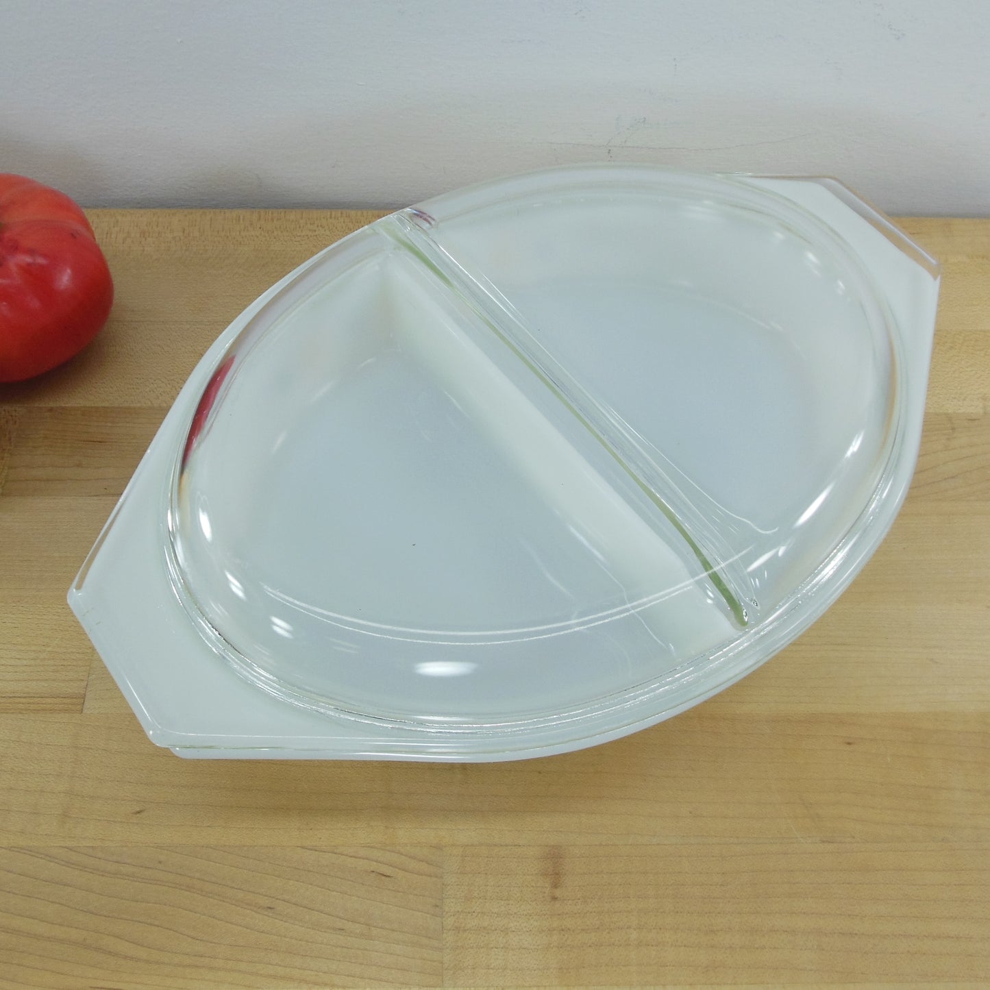 Pyrex Glass USA Town & Country 1.5 Quart Divided Casserole Dish Vintage 