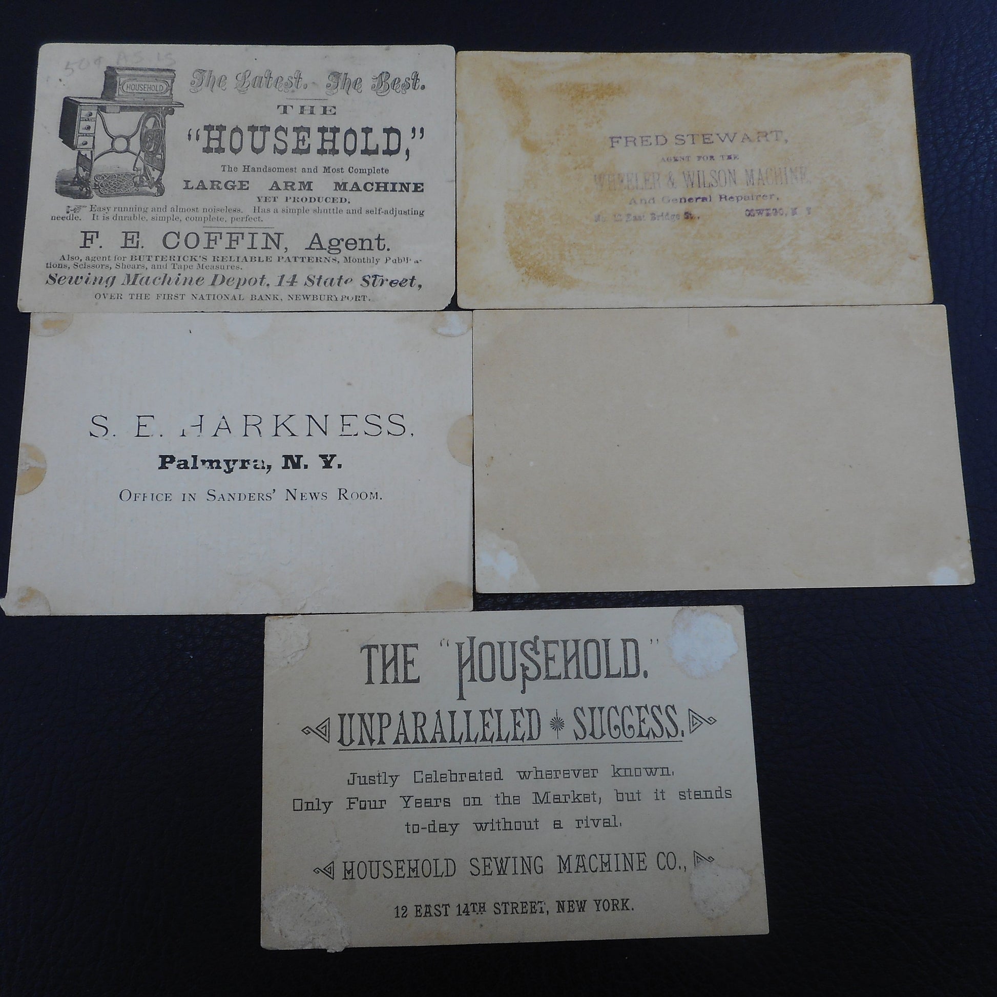 Antique Trade Cards Household Sewing Machine Providence Tool Co. - 5 Lot Victorian