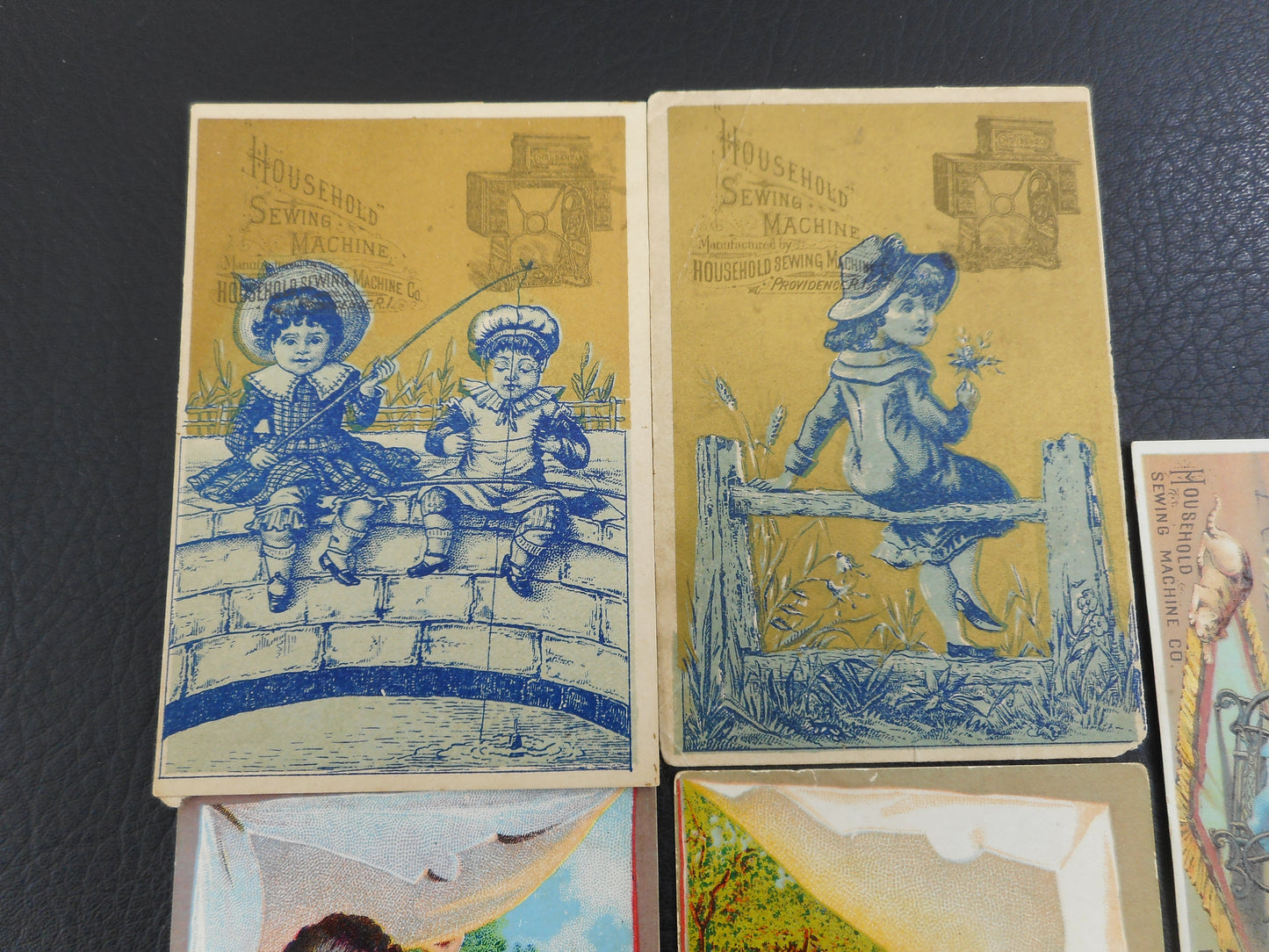 Antique Trade Cards Household Sewing Machine Providence Tool Co. - 5 Lot Children Girls