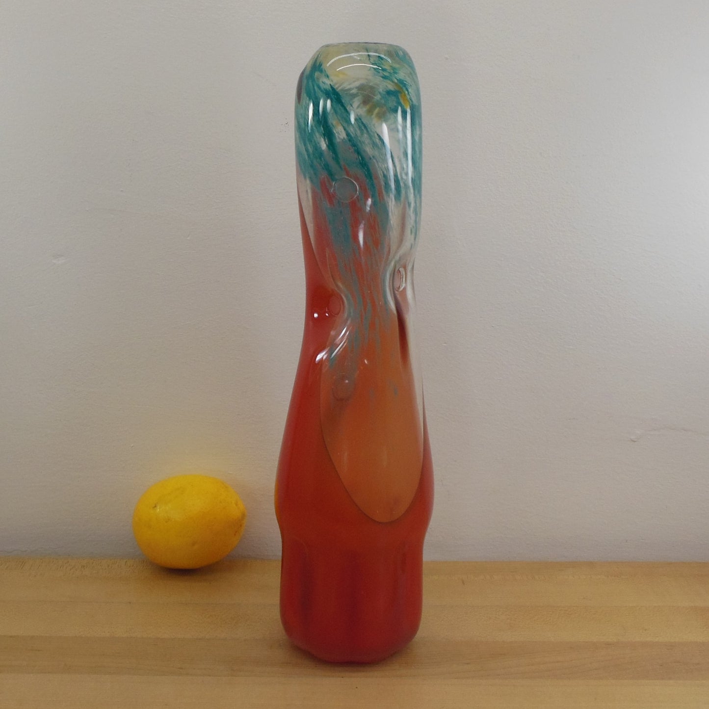 Theodore Stovian Signed 1996 Blown Art Glass Vase Vessel