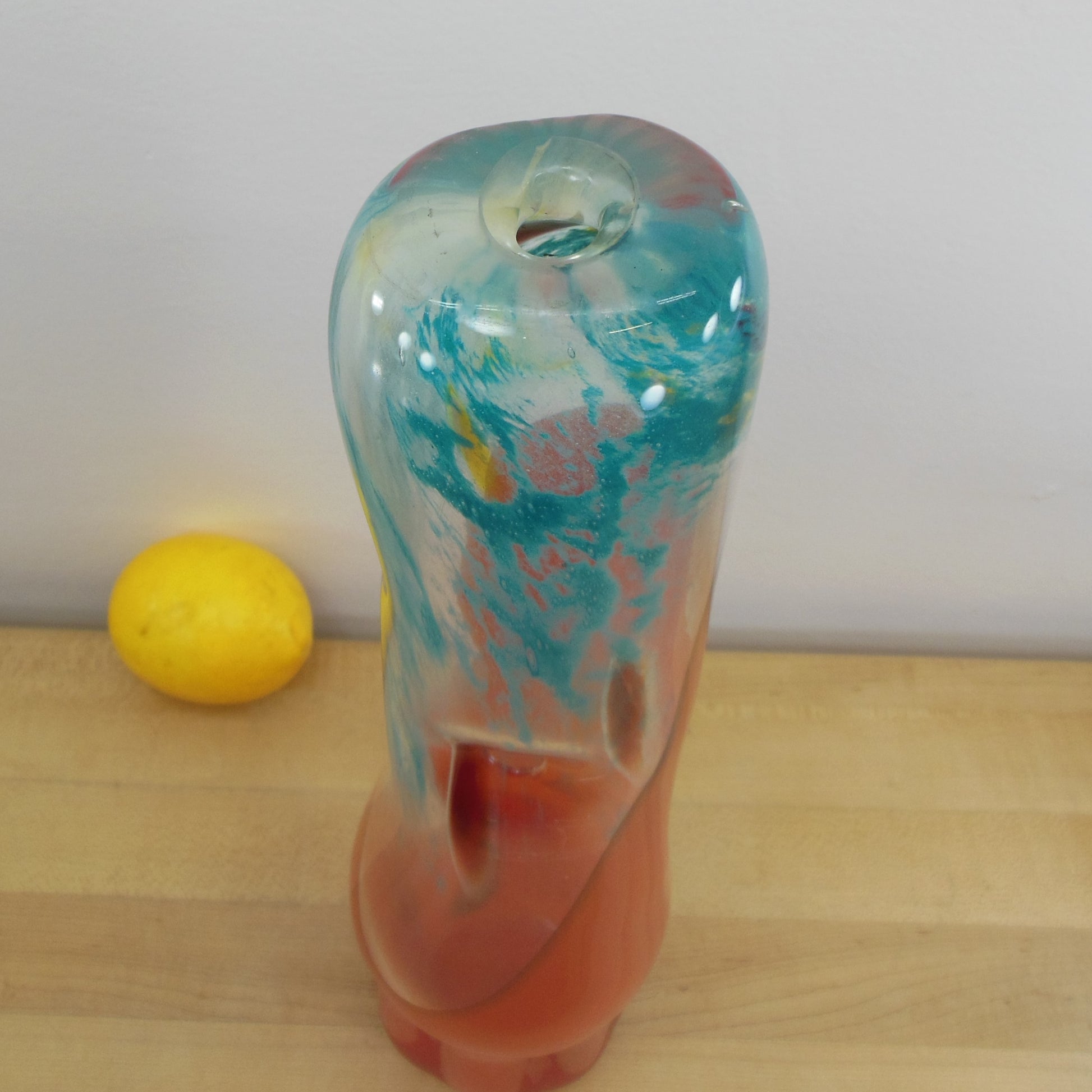 Theodore Stovian Signed 1996 Blown Art Glass Vase Vessel Vintage