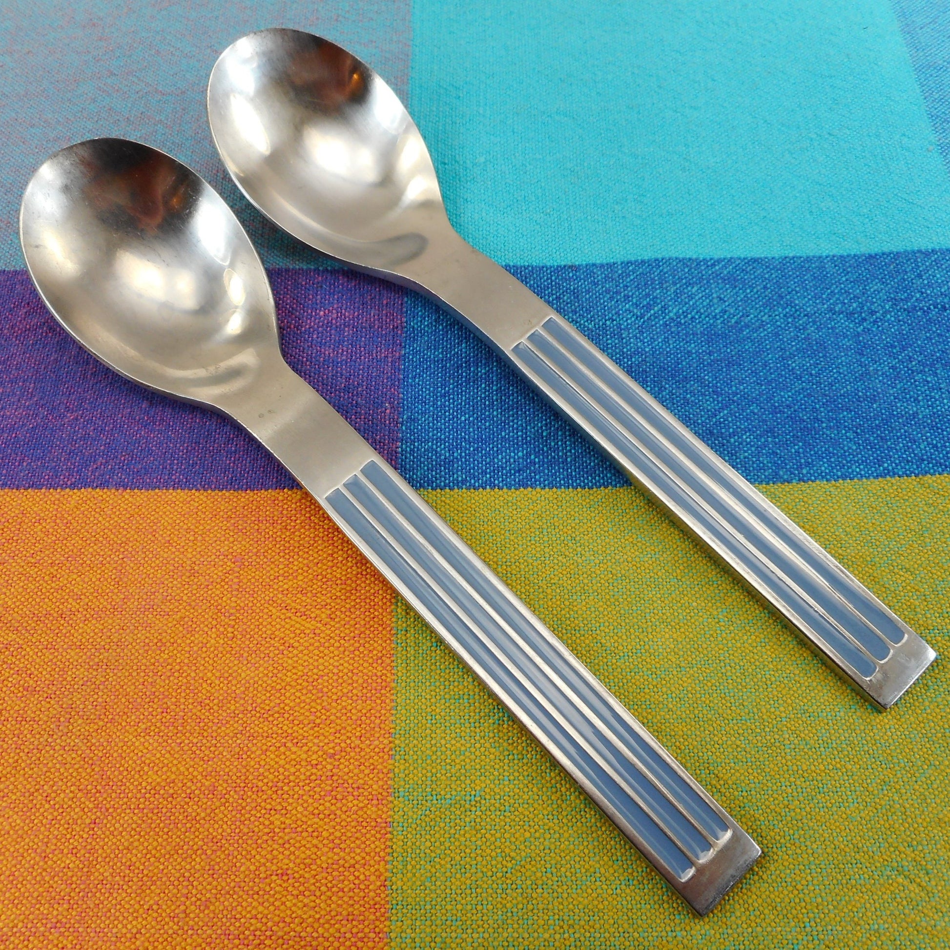 Dansk Japan Thebe Blue Stainless Flatware - 2 Place Soup Spoons