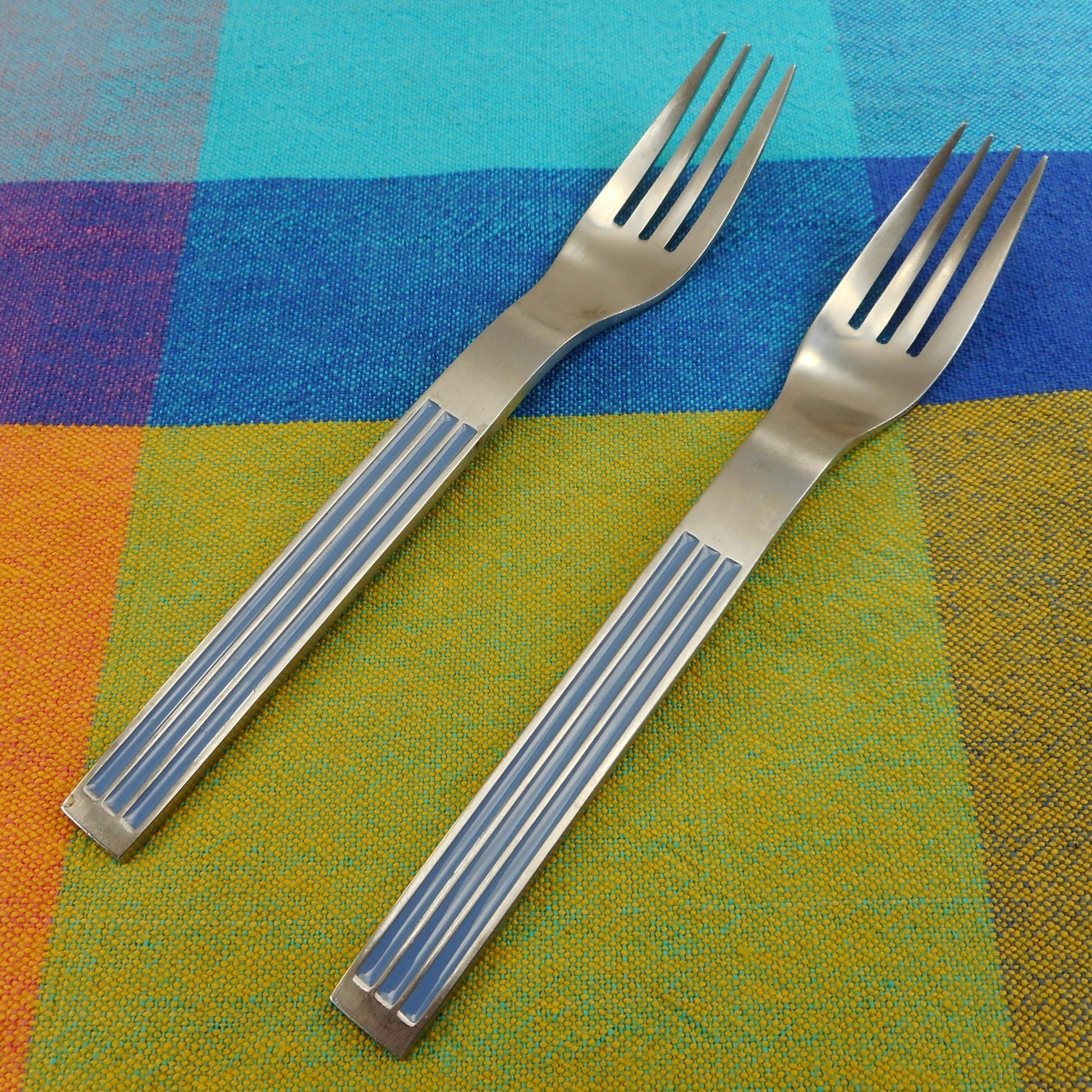 Dansk Japan Thebe Blue Stainless Flatware - 2 Salad Forks