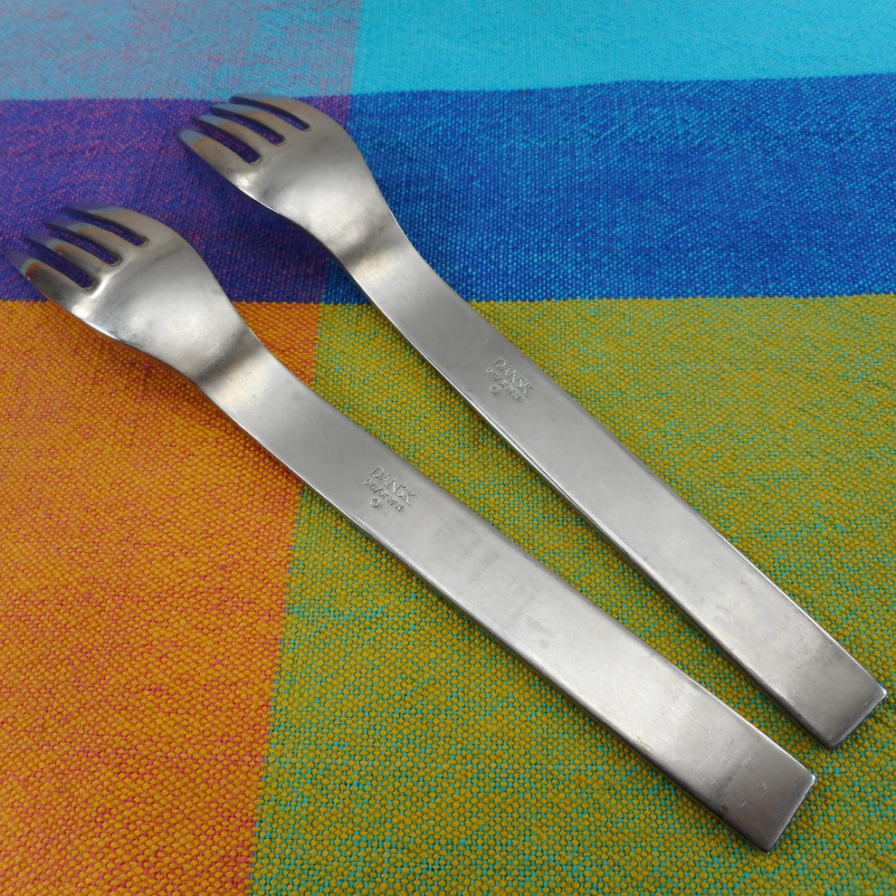 Dansk Thebe Japan Blue Stainless Flatware Pair Salad Forks Olde