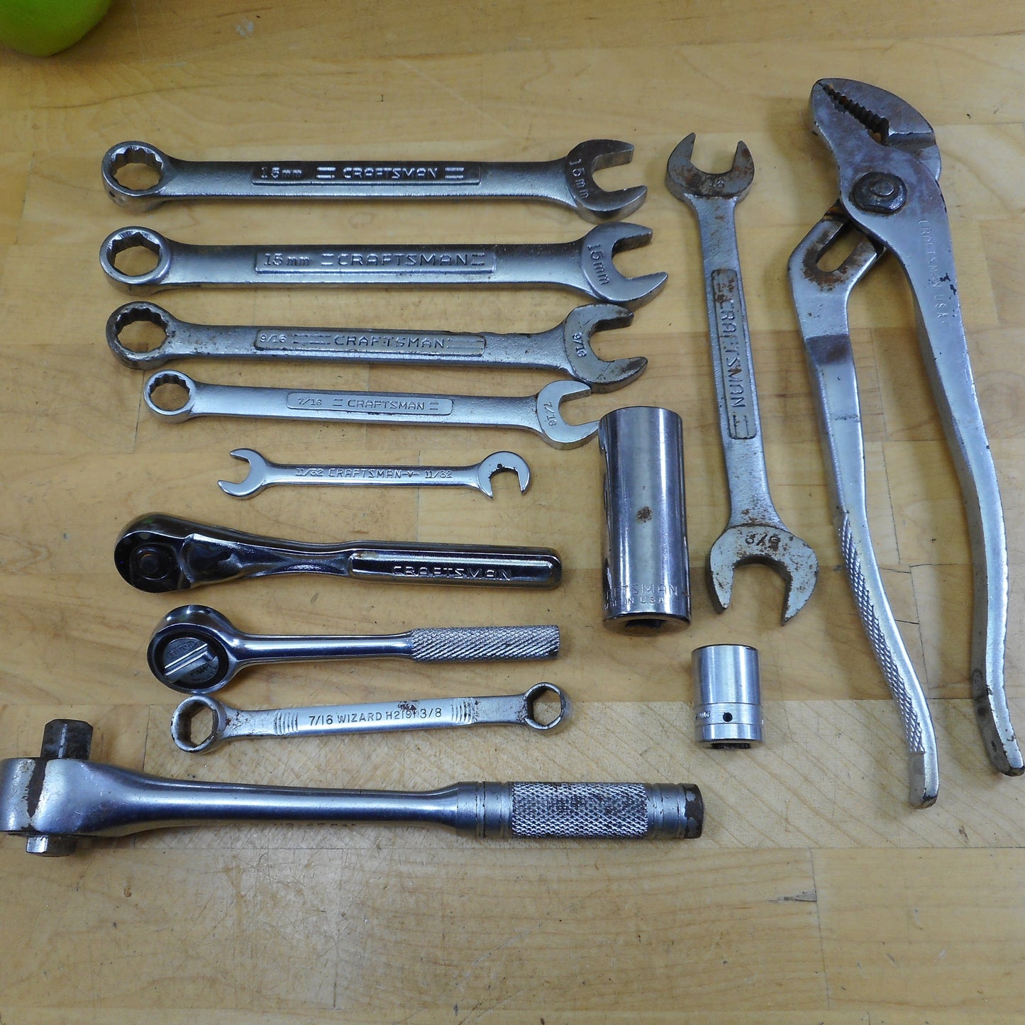 USA 13 Piece Tool lot Sockets Wrench Craftsman Wizard Armstrong Etc.