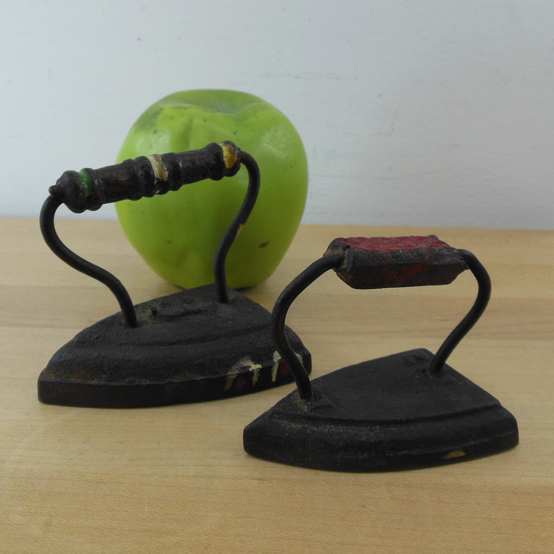 Pair Toy Child's Antique SAD Irons #2 #8 Paperweights