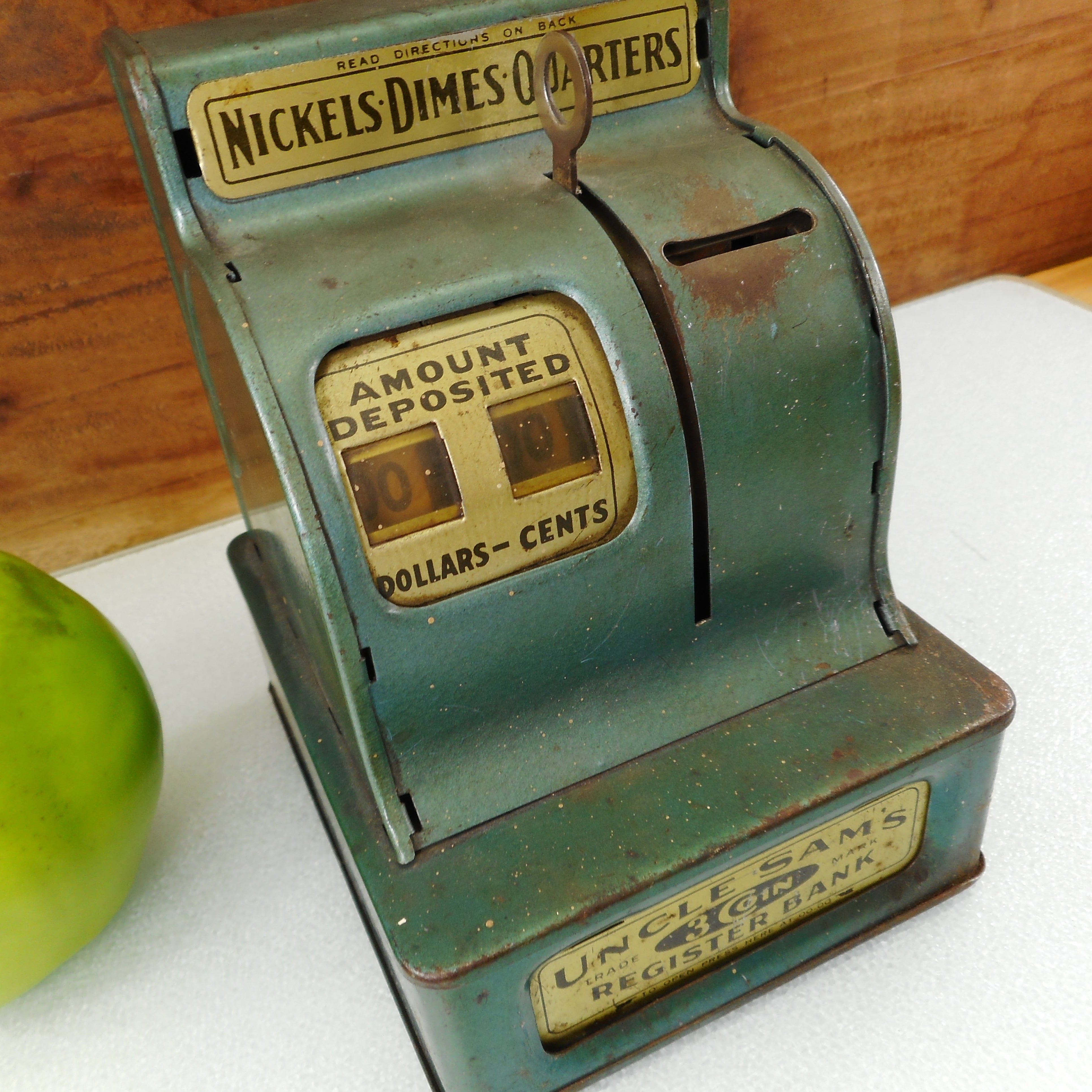 Outlet Vintage Uncle Sam's 3 Coin Cash Register Metal Bank Toy Black and Gold Antique