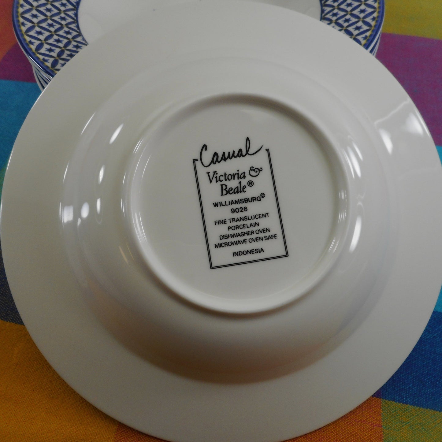 Victoria & Beale Williamsburg Fine Porcelain - Flat Rim Soup Bowls - Set of 8 EUC