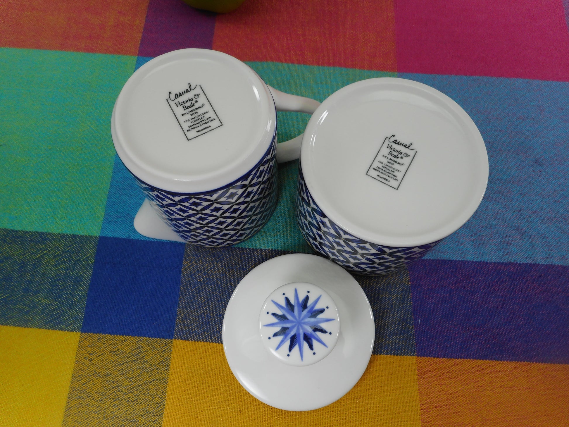 Victoria & Beale Williamsburg Fine Porcelain - Lidded Sugar Bowl & Creamer Set EUC