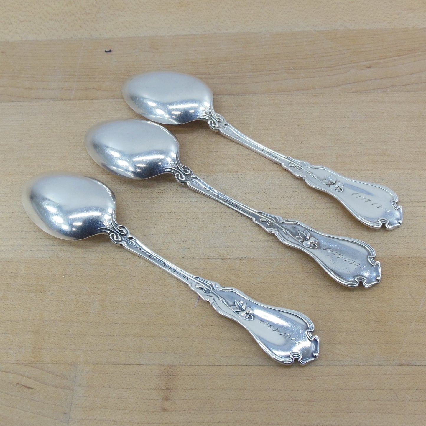Whiting 1905 Violet Sterling Silver Teaspoon 3 Set - Mono S used