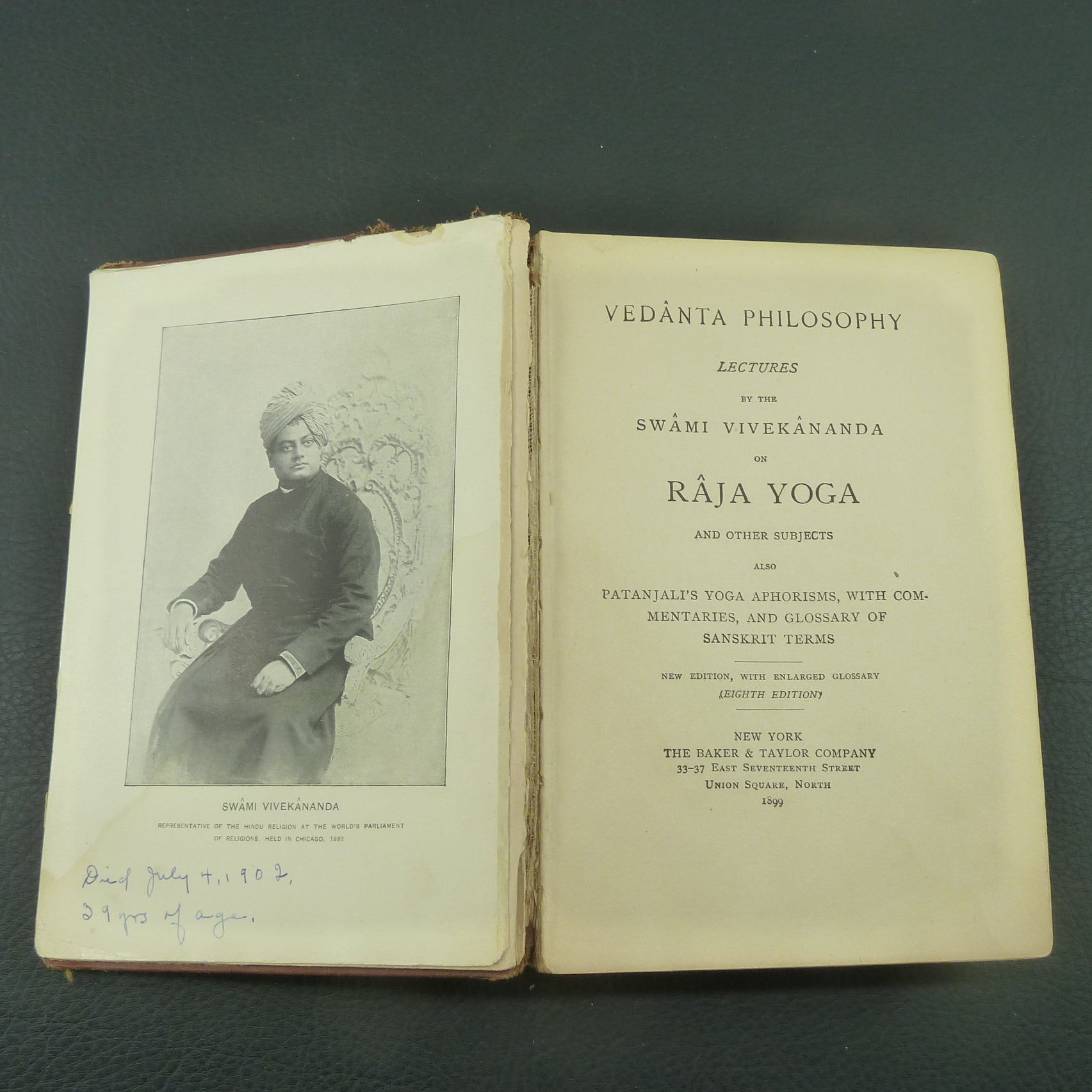 Swami Vivekananda 1899 Raja Yoga Vedanta Philosophy Photo page
