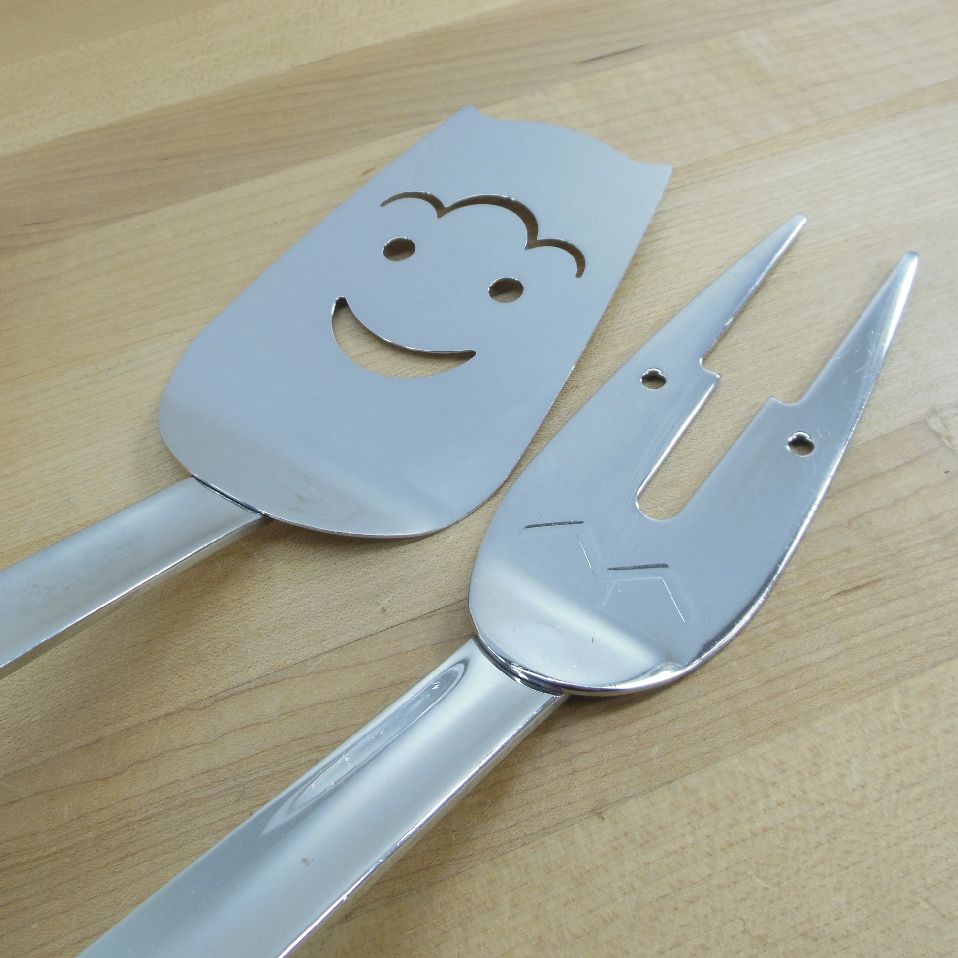 WMF Stainless BBQ Grilling Spatula Fork Faces Smiling Frowning