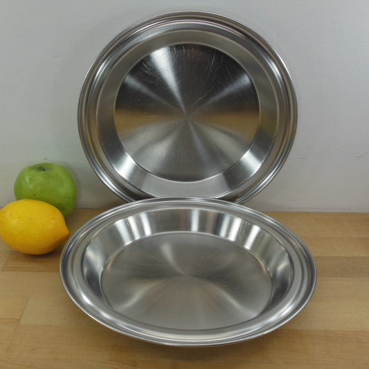 West Bend USA Unbranded Pair Stainless Steel Pie Pan Plates 9" x 1-1/2" No Drip Edge