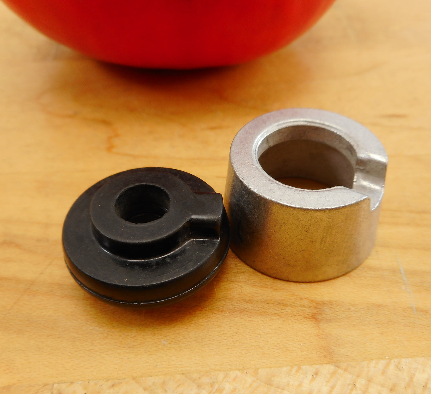 WearEver Wear Ever Cookware - NOS New Replacement Part wood Handle Spacers - Black Resin Aluminum 2 Pieces