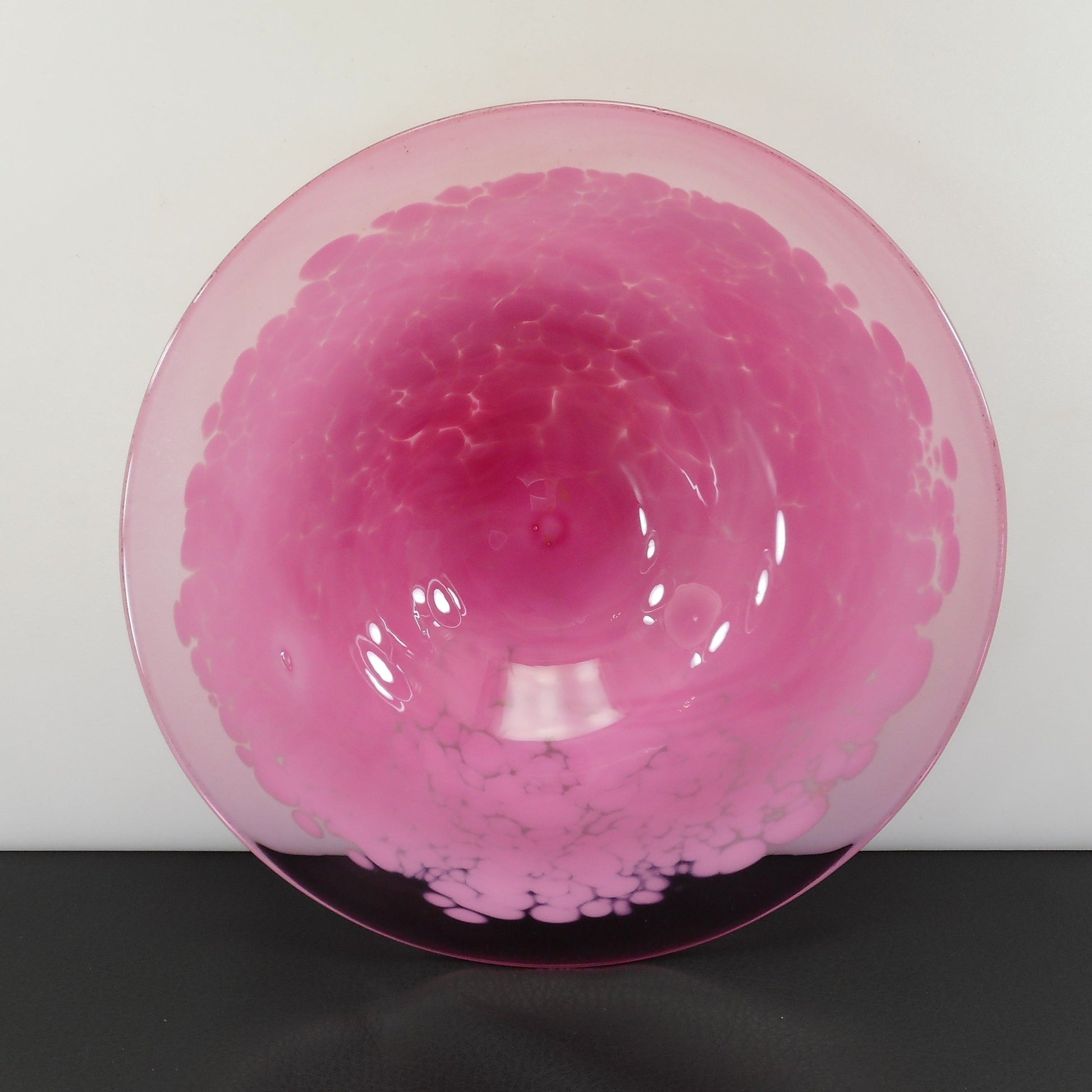 James Wilbat Signed Art Glass 10" Bowl Pink White - Not Dated