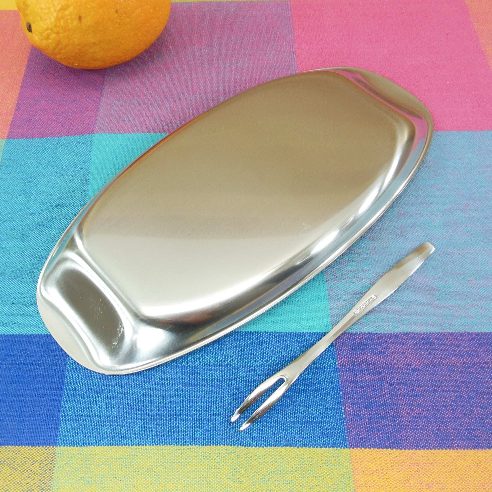 WMF Germany Cromargan Stainless Relish Serving Tray & Fork MCM