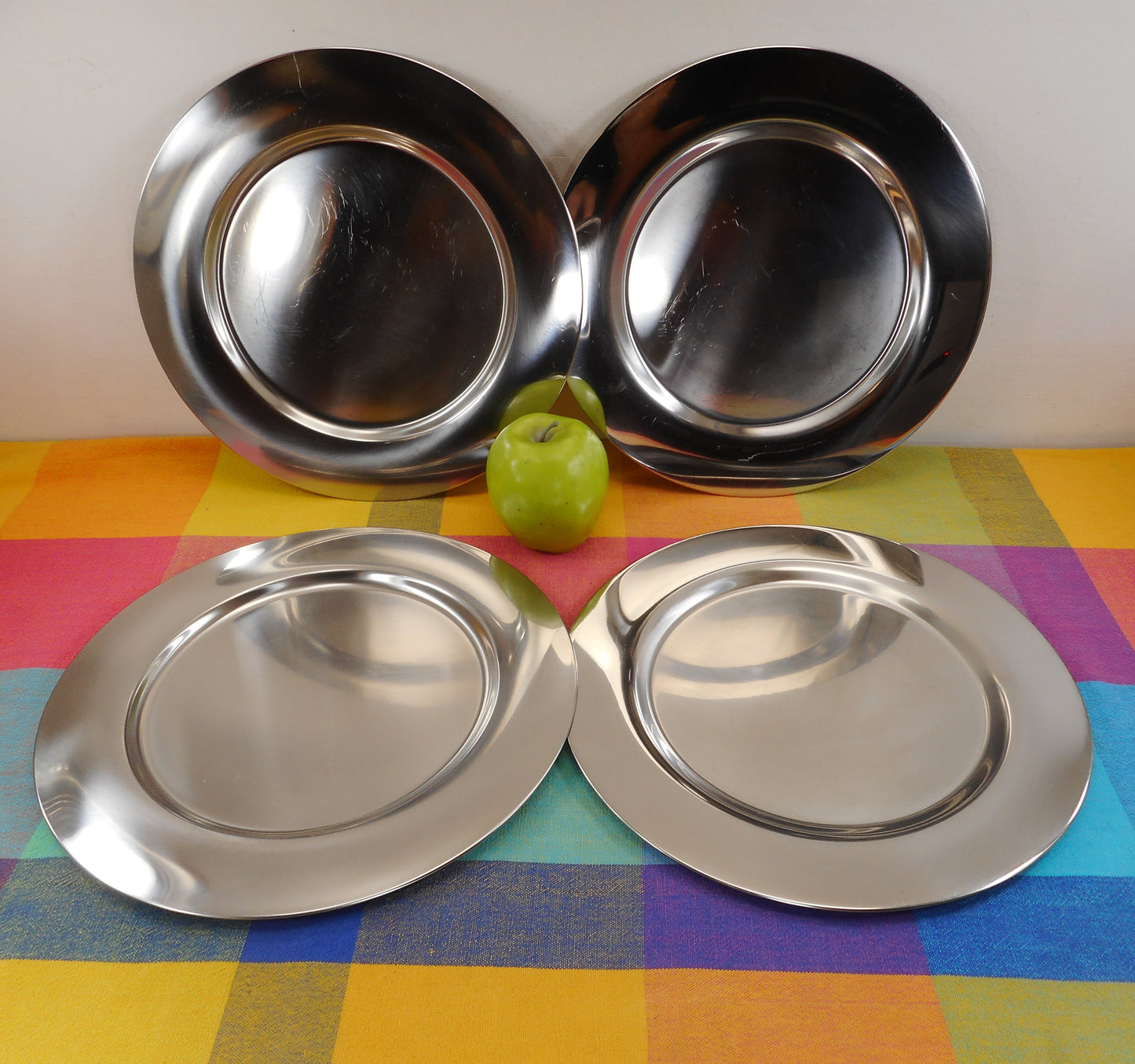 WMF Denmark 18/8 Stainless Steel 11.25" Plates Chargers Platters 4 Set