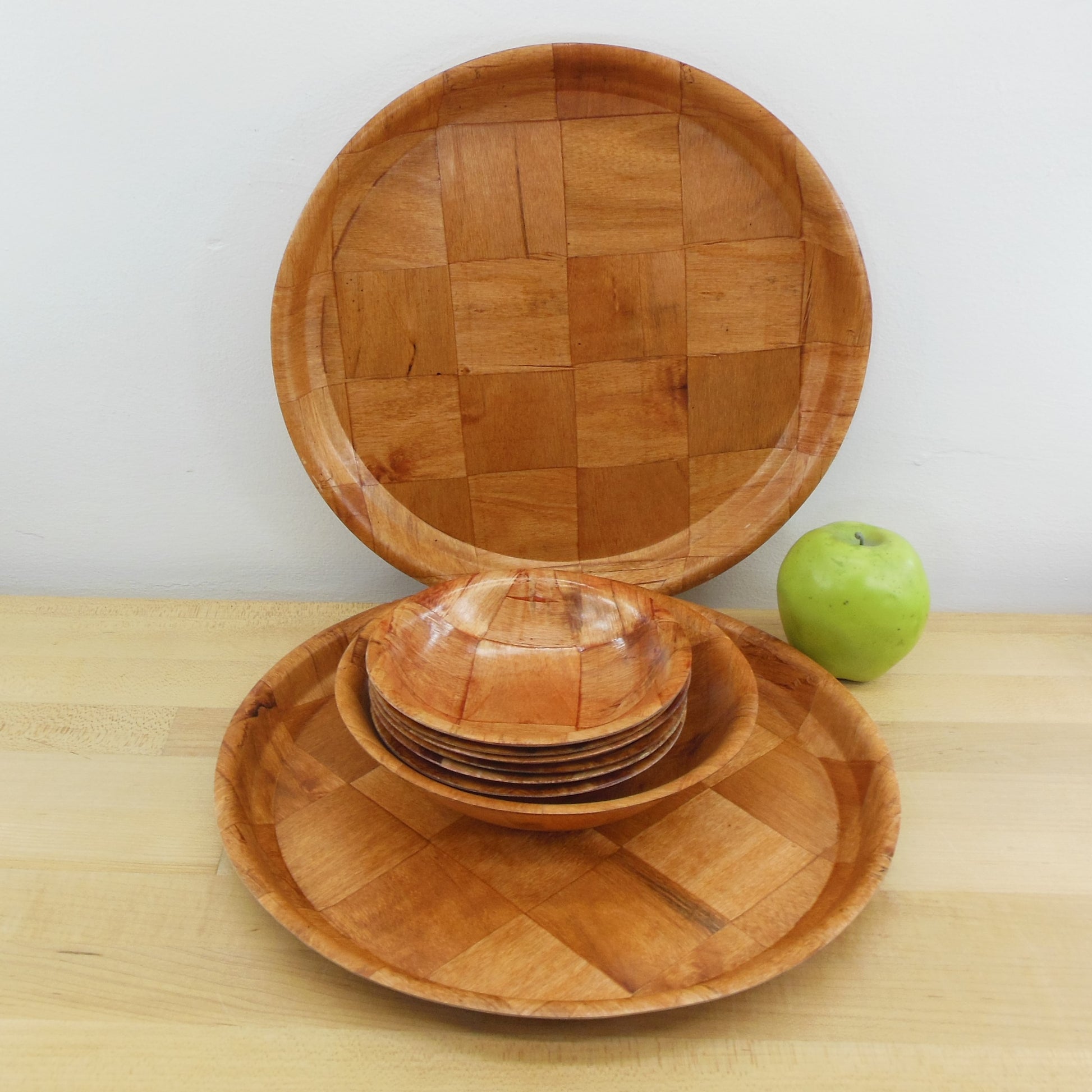 Weavewood Pressed Woven Wood Trays & Bowls