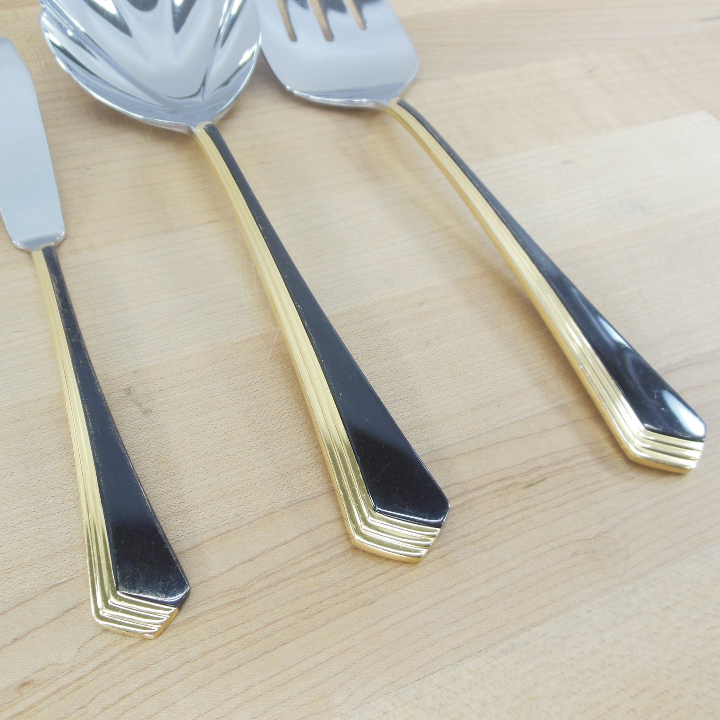 Yamazaki Japan Ramona Black Gold Stainless - Serving Fork Spoon Master Butter Knife