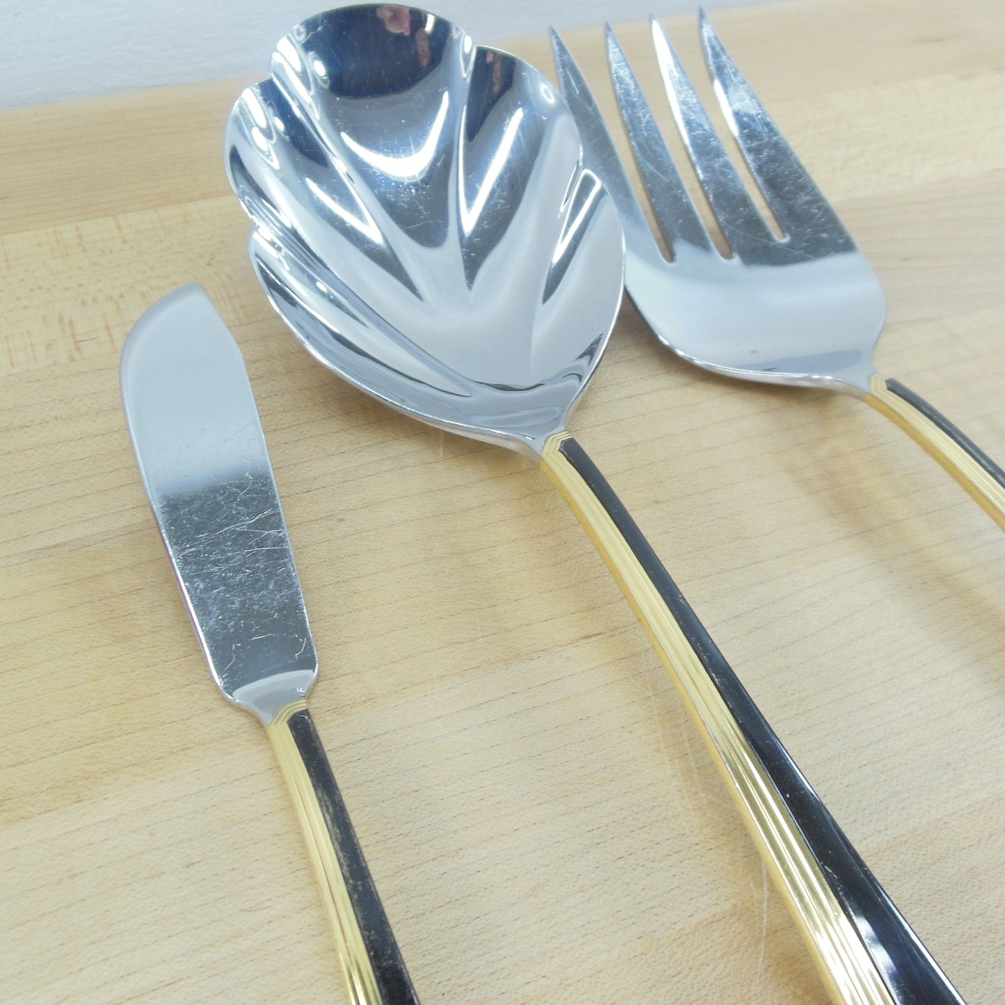 Yamazaki Japan Ramona Black Gold Stainless - Serving Fork Spoon Master Butter Used