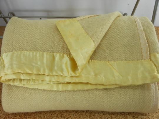 Antique Hand Loomed Blanket Woven 2 Panels Yellow Wool