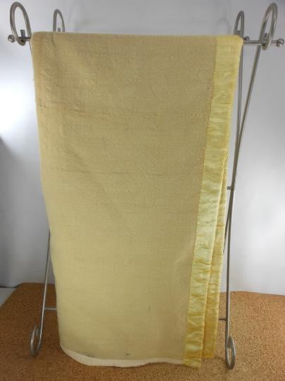 Antique Hand Loomed Blanket Woven 2 Panels Yellow Wool handmade