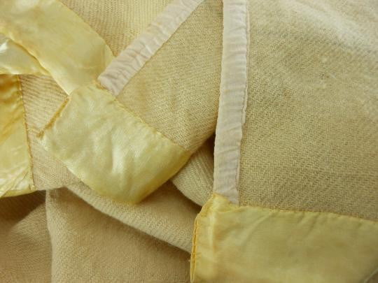 Antique Hand Loomed Blanket Woven 2 Panels Yellow Wool last century
