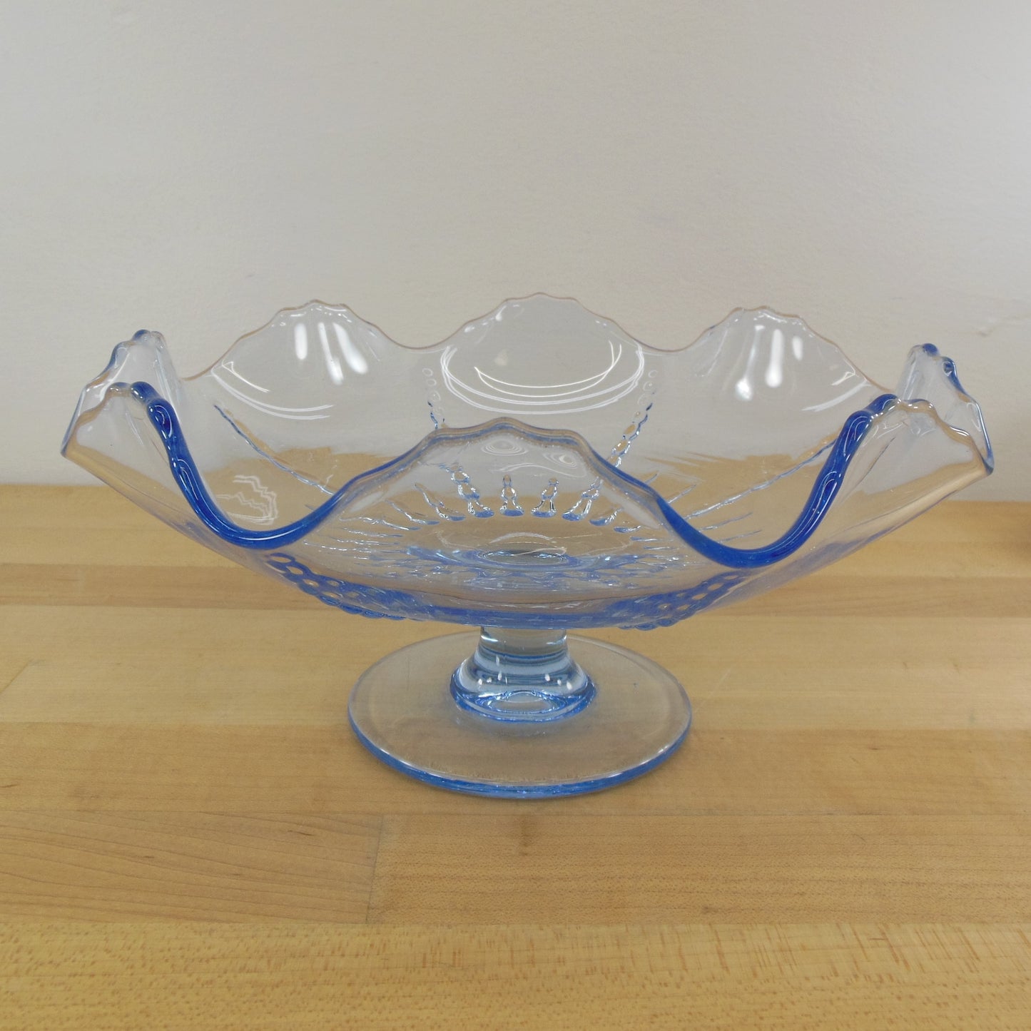 New Martinsville 1930's Radiance Ice Blue Compote Footed Bowl