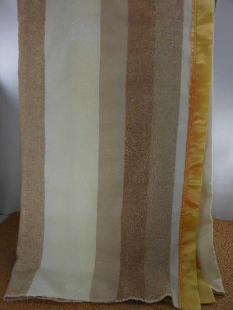 Sheer Wool Blanket Light Weight Blend Brown Bone Stripe Ombre Ribbon Binding decor