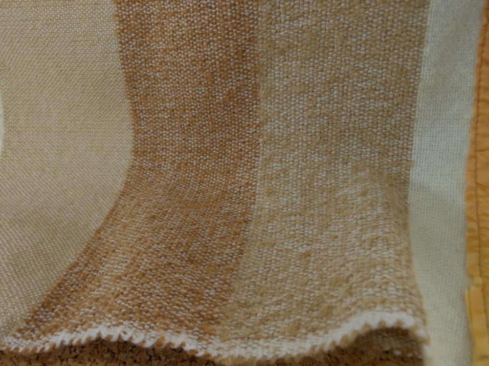 Sheer Wool Blanket Light Weight Blend Brown Bone Stripe Ombre Ribbon Binding all seasons