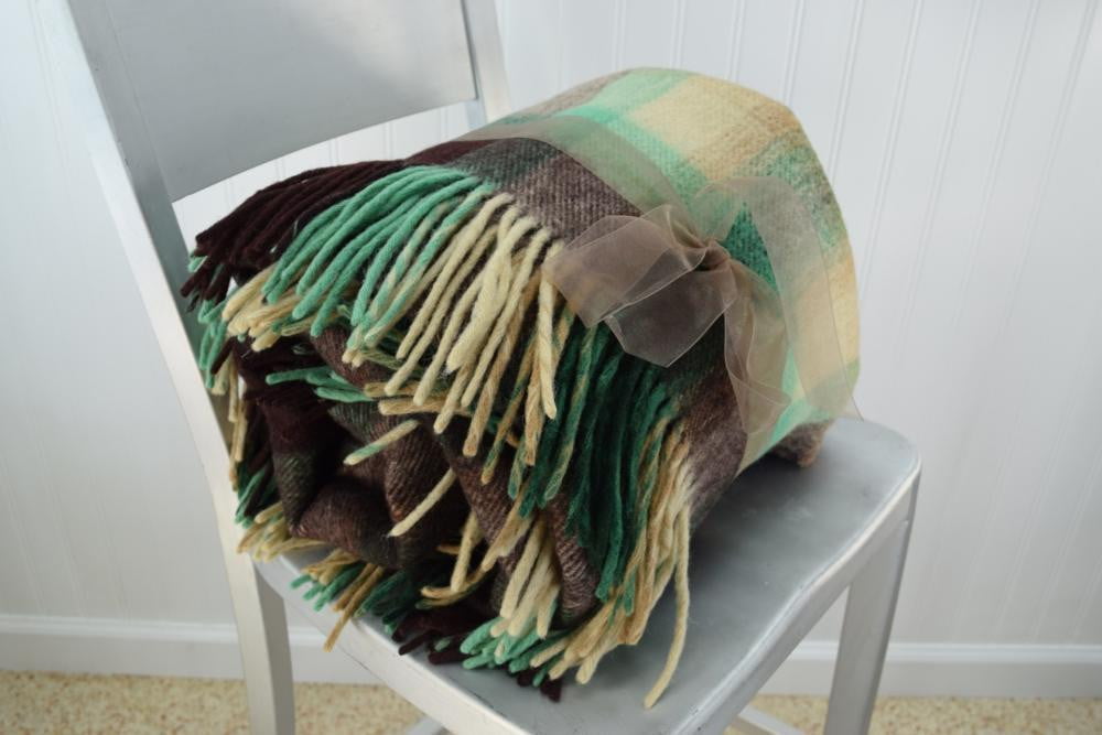 WAVERLEY Vintage Plaid Blanket Large Fringed Throw South Africa Made
