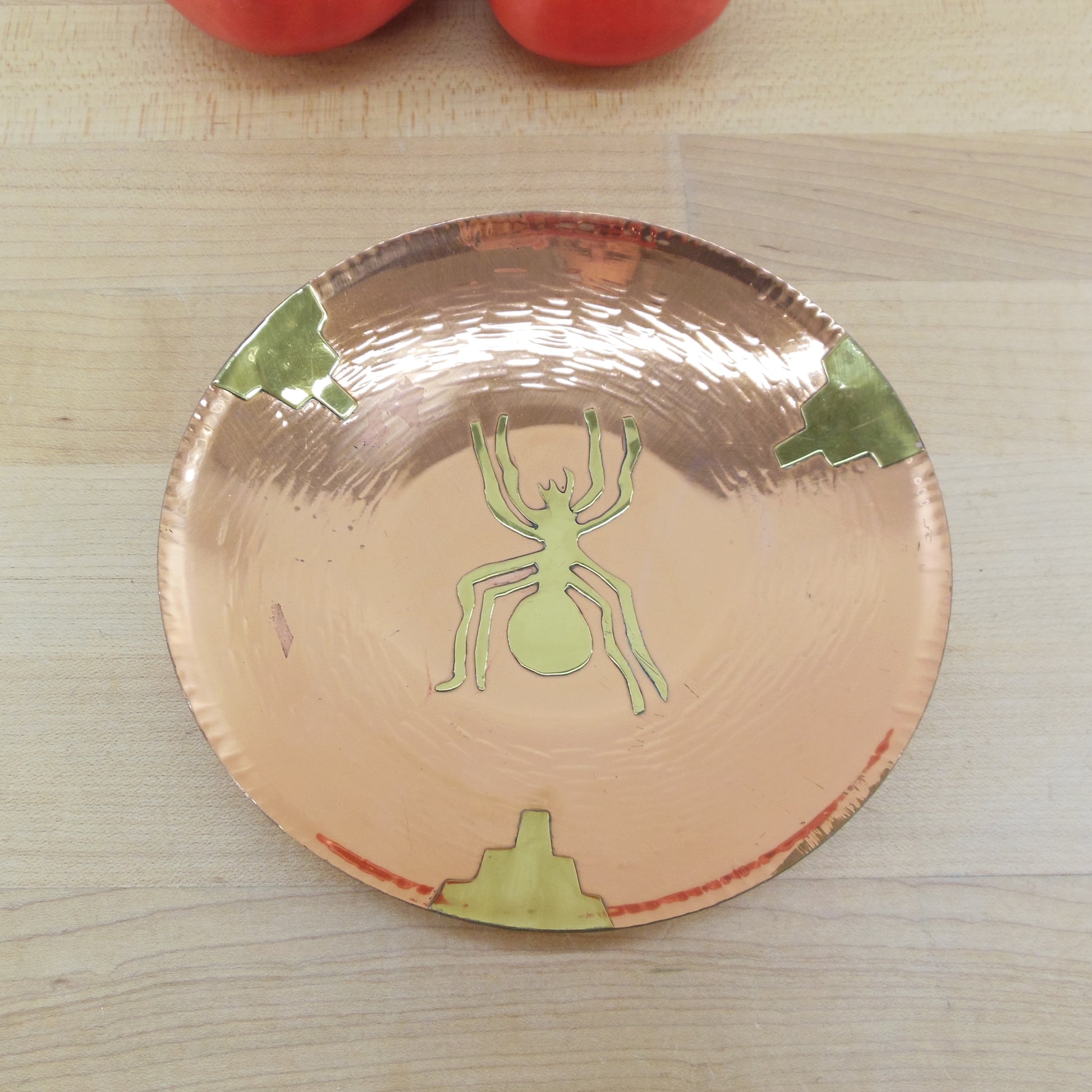 Southwest Motif Spider Copper Brass Wall Art Bowl Dish