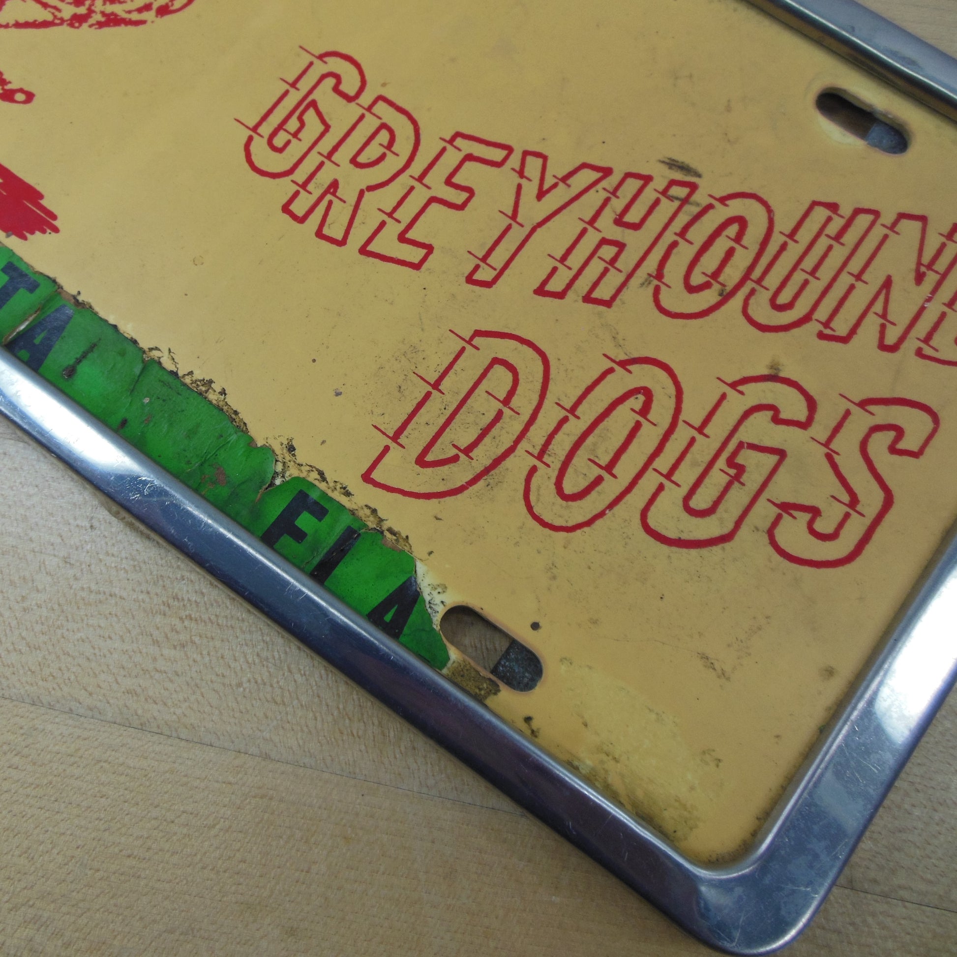 Greyhound Dogs Racing License Plate Sarasota FL #1 Red Tan