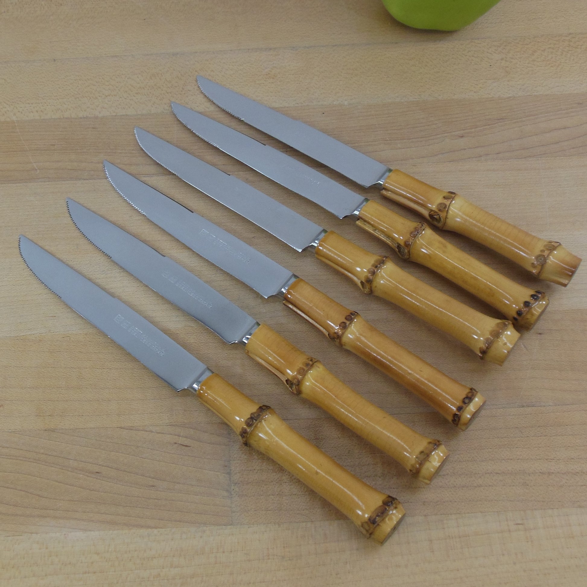 Seki Hamono KK Japan Bamboo Handle Stainless Steak Knives 6 Set