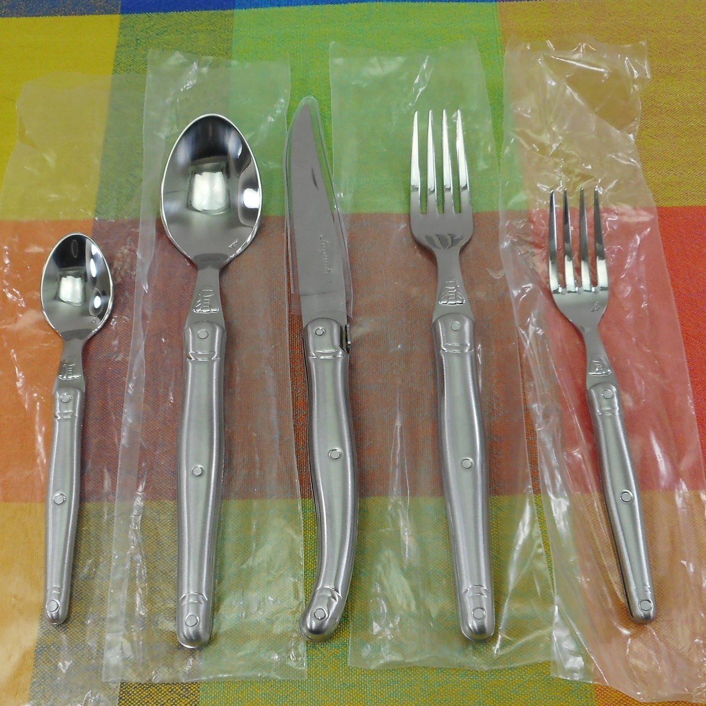 Laguiole Jean Dubost France 5 Piece Place Setting Brushed Stainless Steel