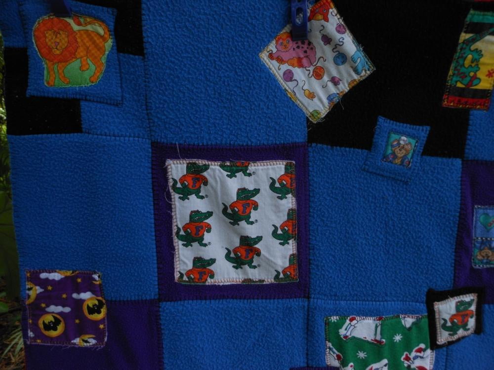 Child's Quilt Patchwork Appliqué Animals Cartoon Style Bright Multi Color assisted living
