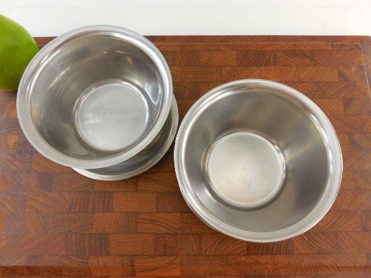 Raimond Denmark Pair Stainless Steel Serving Gravy Bowls - Mid Century Minimalist Vintage