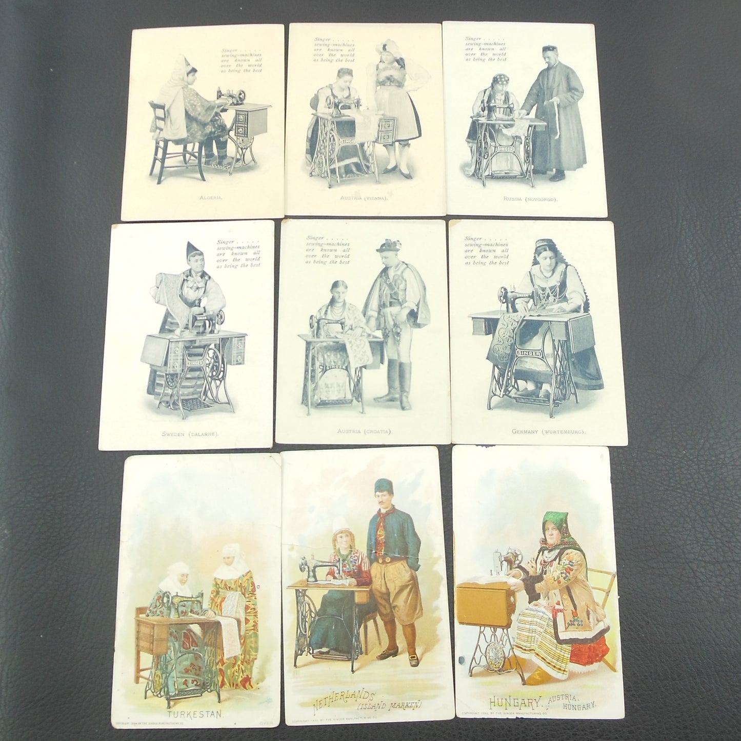 Singer Sewing Machines Antique Trade Cards 9 Various Countries